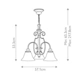 Elegant Cello Antique Bronze Three-Light Dining Chandelier