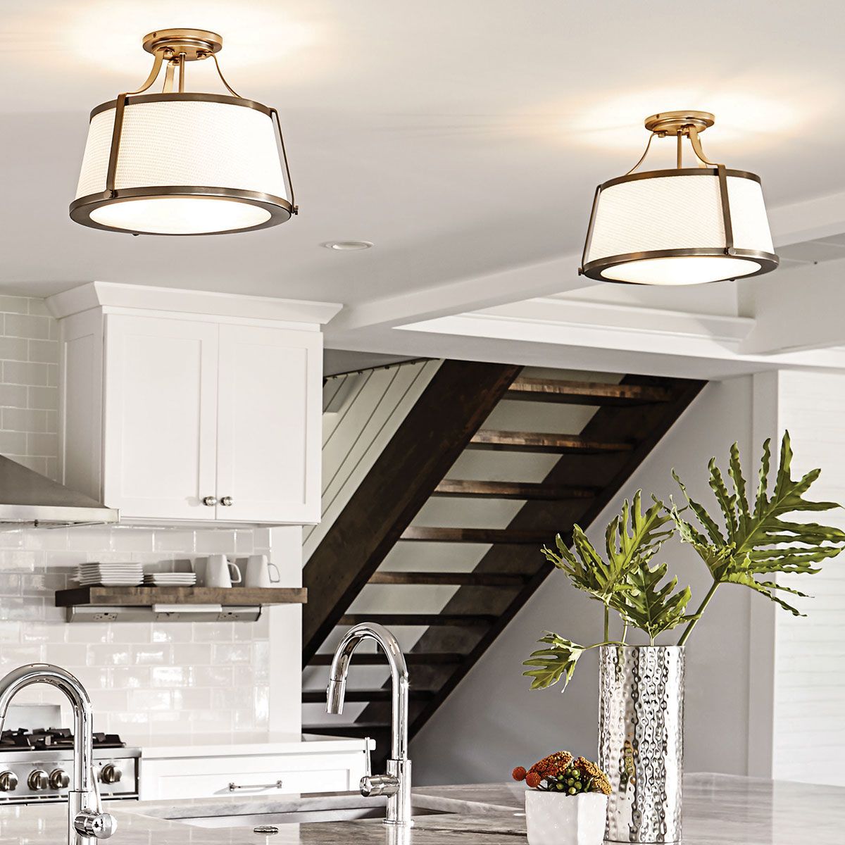 Charlotte Brushed Caramel Semi-Flush Light Fixture