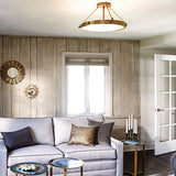 Mid-Century Collier Heritage Brass Semi-Flush Ceiling Light