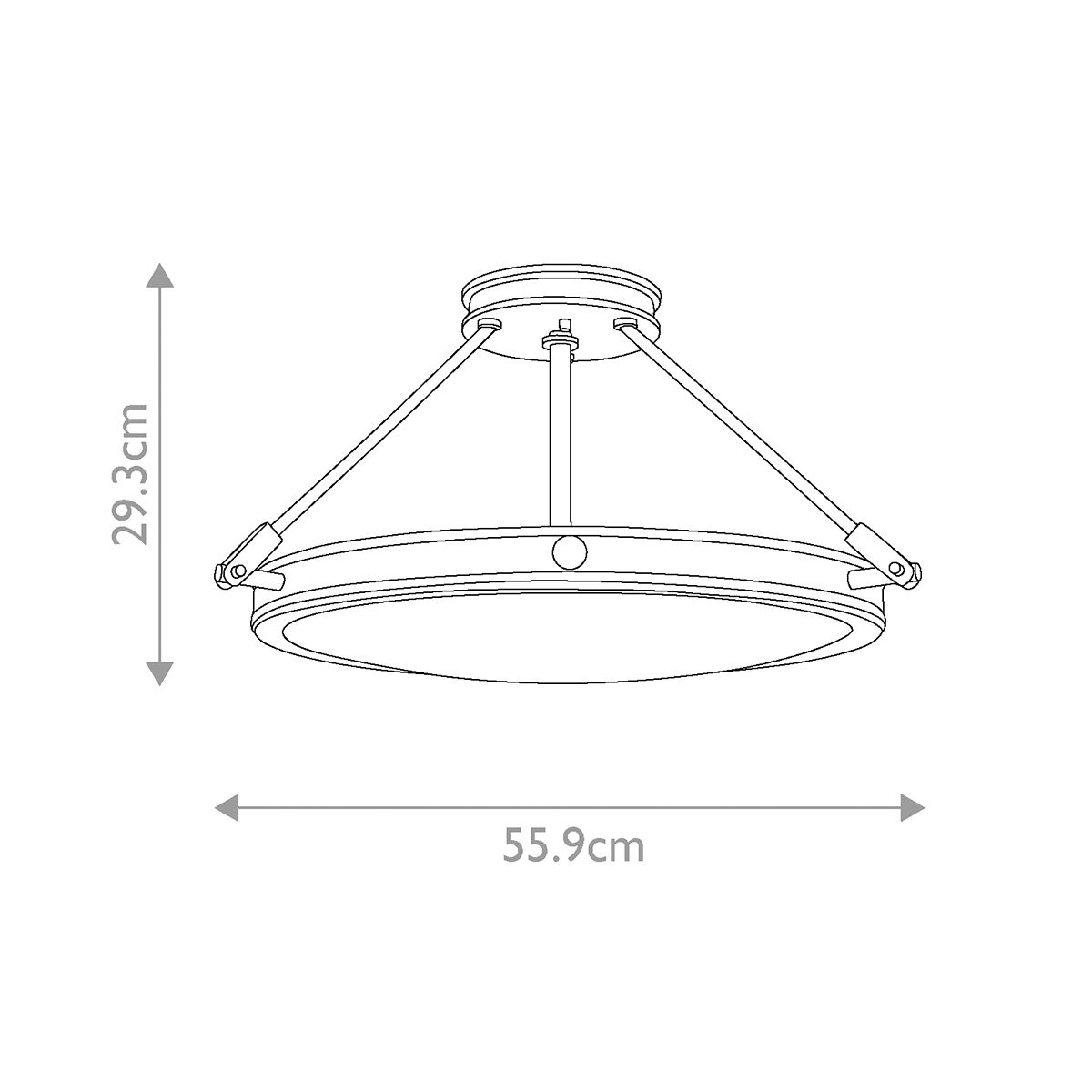 Mid-Century Collier Heritage Brass Semi-Flush Ceiling Light