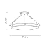 Mid-Century Collier Heritage Brass Semi-Flush Ceiling Light