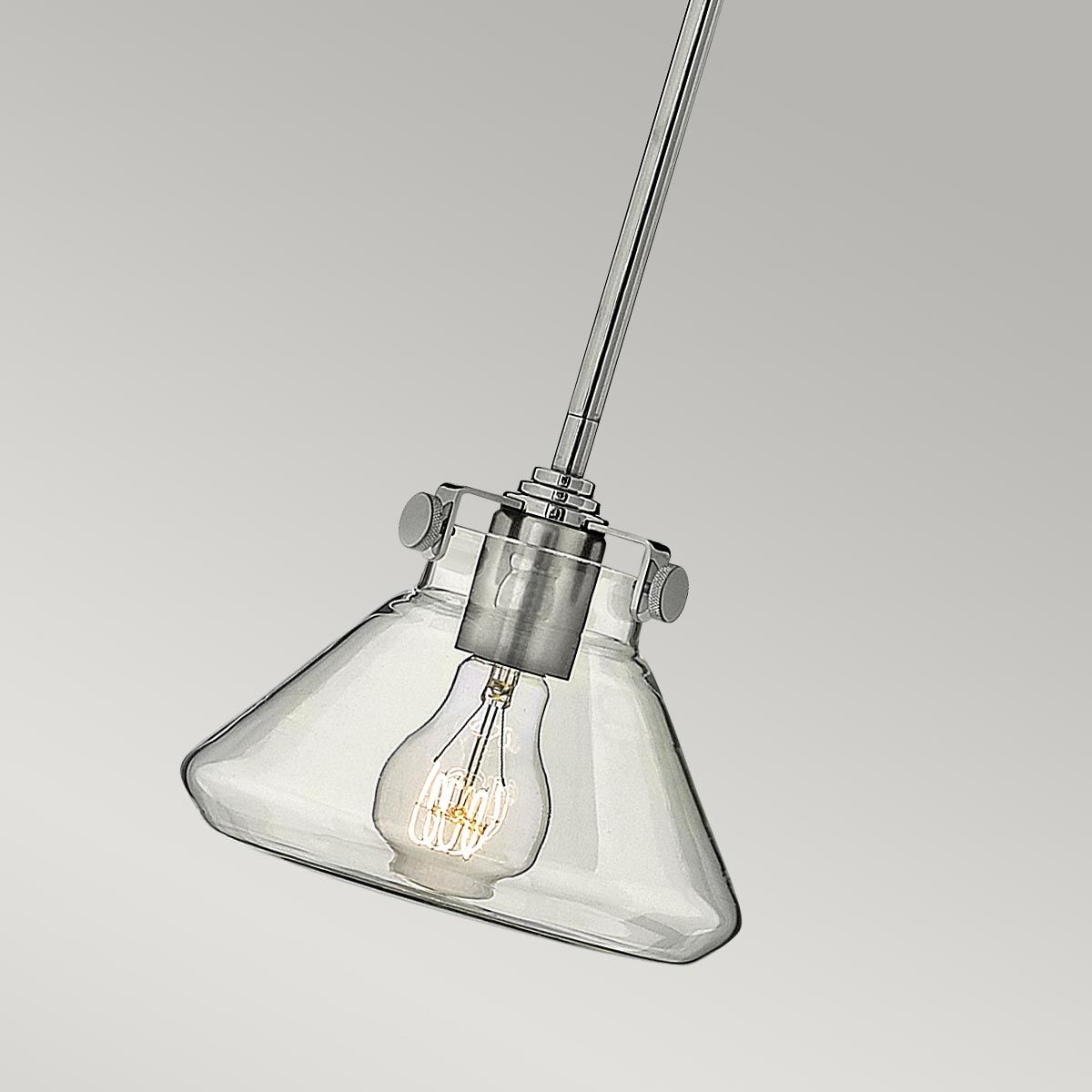 Vintage Chrome Glass Pendant Light Fixture