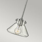 Vintage Chrome Glass Pendant Light Fixture