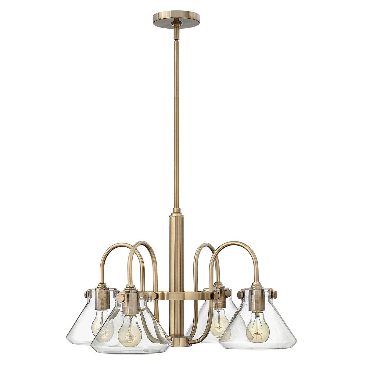 Congress Vintage Clear Glass Chandelier in Brushed Caramel Finish