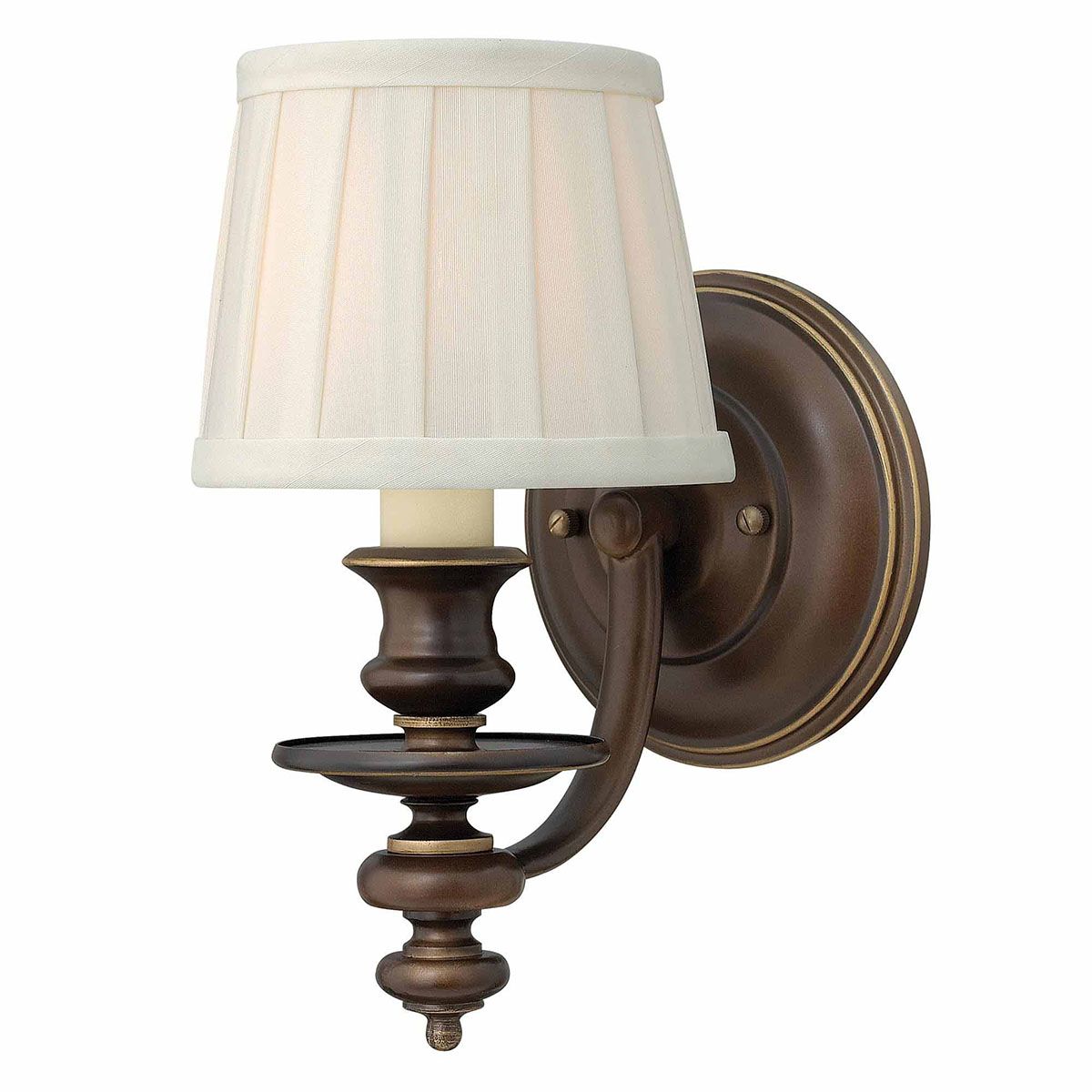 Dunhill Royal Bronze Wall Light with Pleated Fabric Shade
