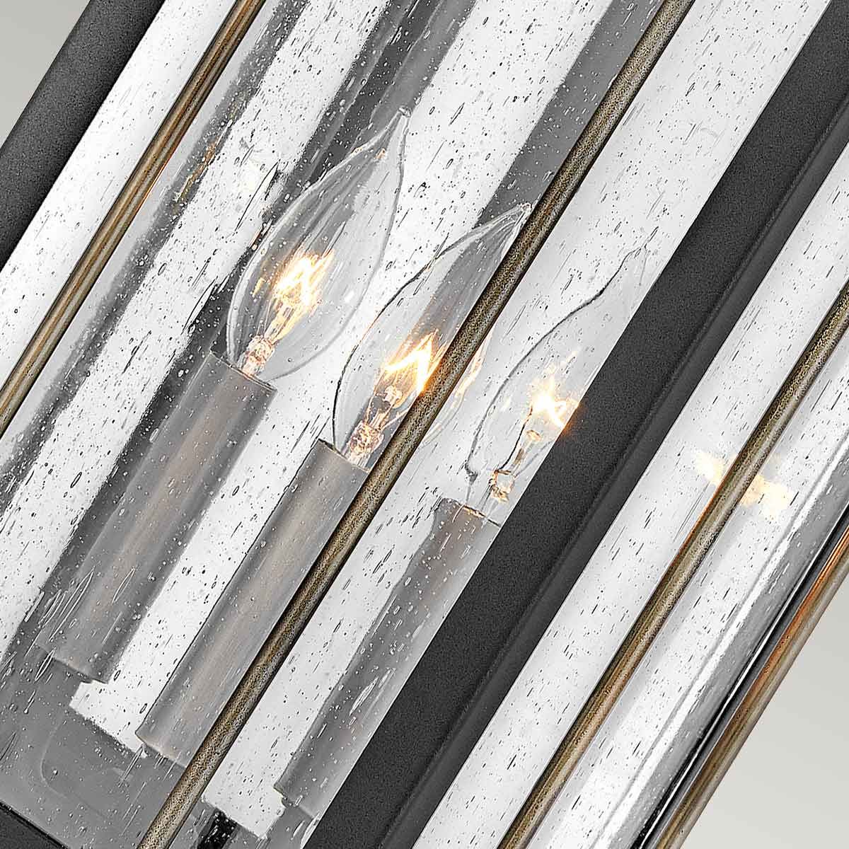 Fitzgerald Large 3-Light Outdoor Wall Lantern in Textured Black and Burnished Bronze