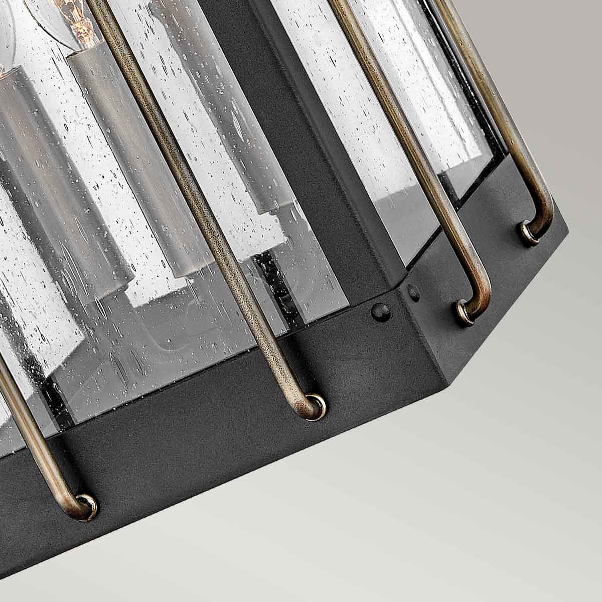 Fitzgerald Large 3-Light Outdoor Wall Lantern in Textured Black and Burnished Bronze