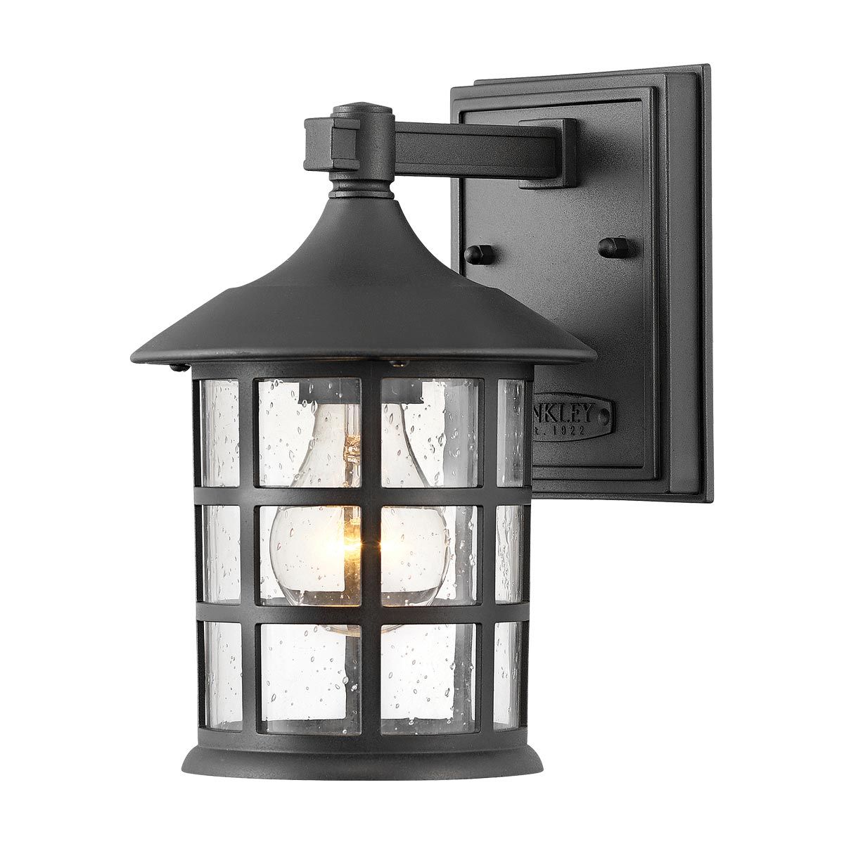 New England Black Wall Lantern with Clear Seeded Glass