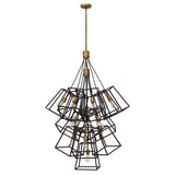 Fulton 13-Light Bronze Foyer Chandelier with Vintage Industrial Design