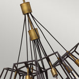 Fulton 13-Light Bronze Foyer Chandelier with Vintage Industrial Design
