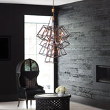 Fulton 13-Light Bronze Foyer Chandelier with Vintage Industrial Design