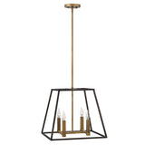 Fulton Industrial Bronze Square Cage 4-Light Pendant Chandelier