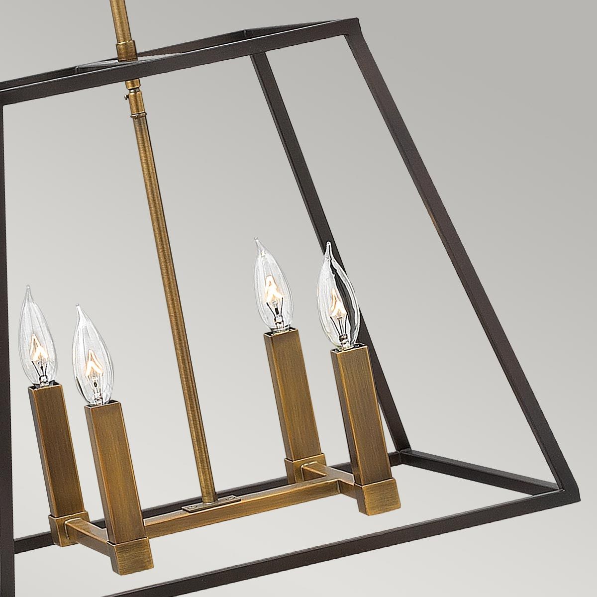 Fulton Industrial Bronze Square Cage 4-Light Pendant Chandelier