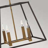 Fulton Industrial Bronze Square Cage 4-Light Pendant Chandelier