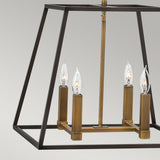 Fulton Industrial Bronze Square Cage 4-Light Pendant Chandelier