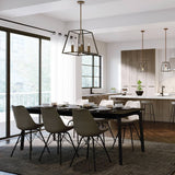 Fulton Industrial Bronze Square Cage 4-Light Pendant Chandelier
