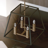Fulton Industrial Bronze Square Cage 4-Light Pendant Chandelier