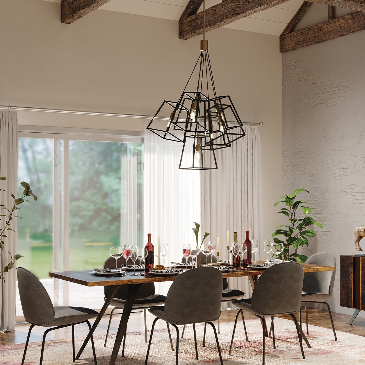 Fulton Industrial Elegance 7-Light Bronze Chandelier