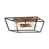 Fulton Vintage Industrial Flush Mount with Bronze and Brass Accents