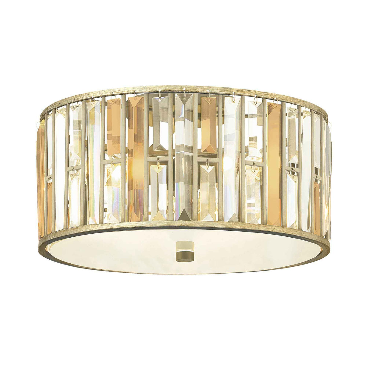 Gemma Silver Leaf Crystal Flush Mount Light