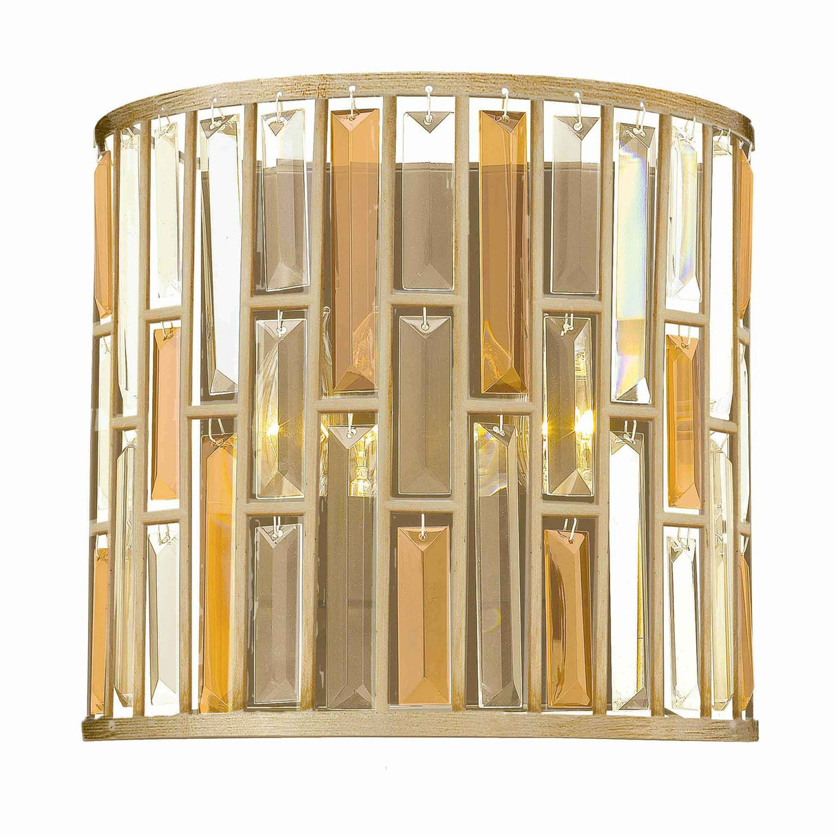 Gemma Silver Leaf and Amber Crystal Wall Sconce