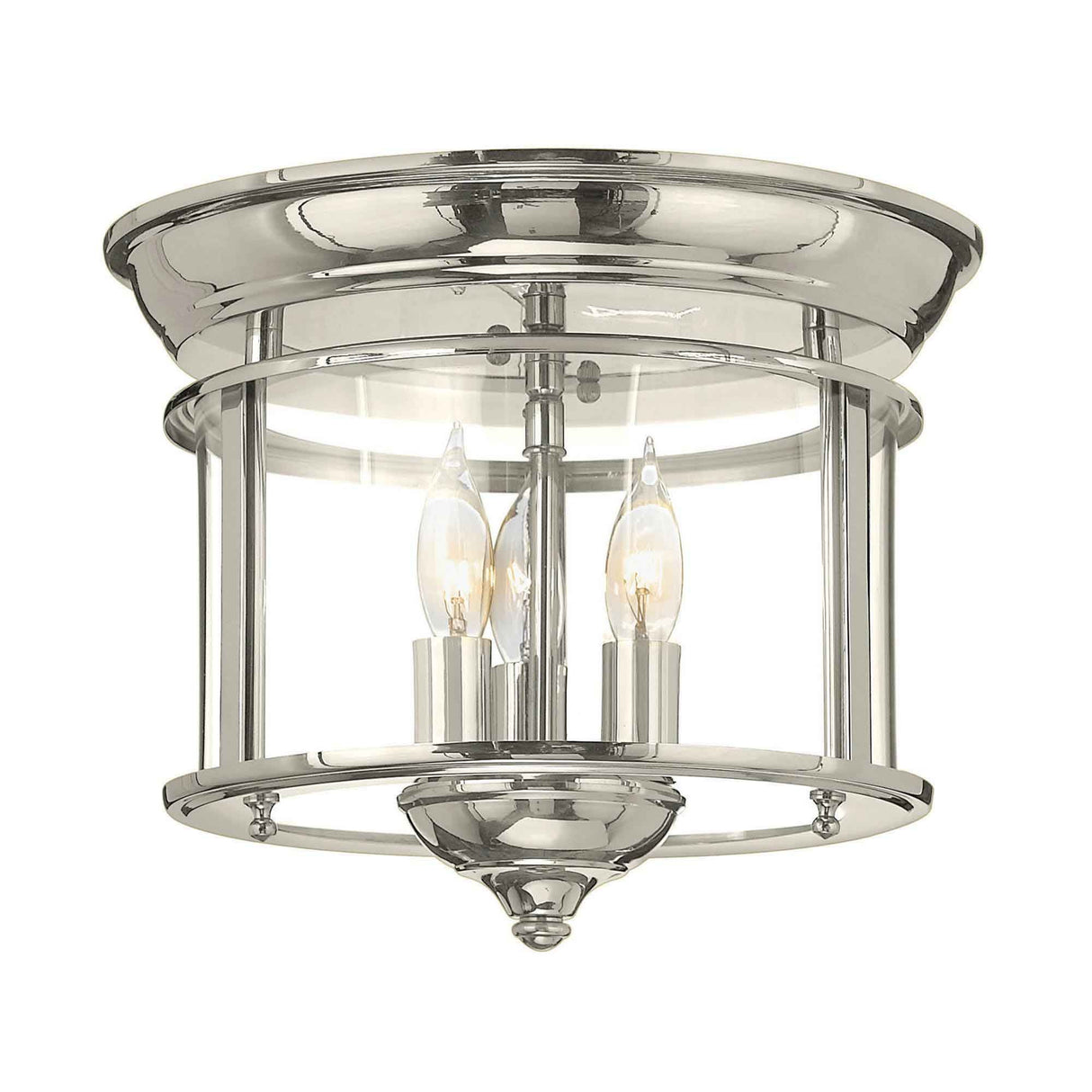 Gentry Tri-Light Polished Nickel Flush Mount Fixture
