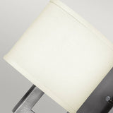Hampton Antique Nickel Wall Sconce with Etched Acrylic Lens and Linen Shade