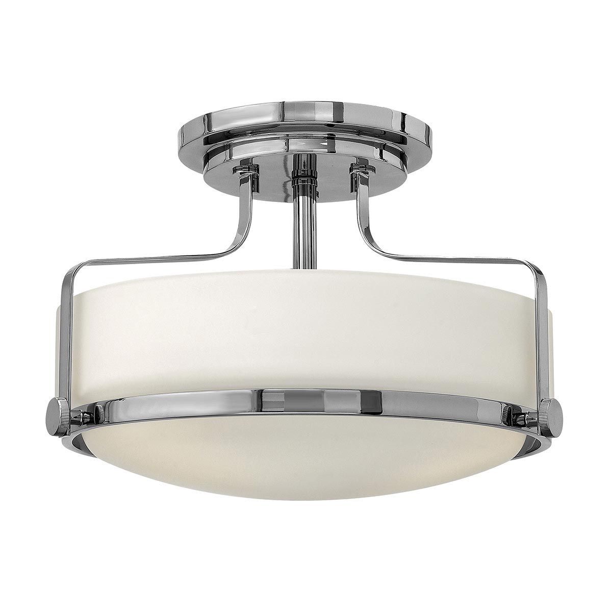Harper Small Semi-Flush Mount Light - Opal Glass and Chrome Finish