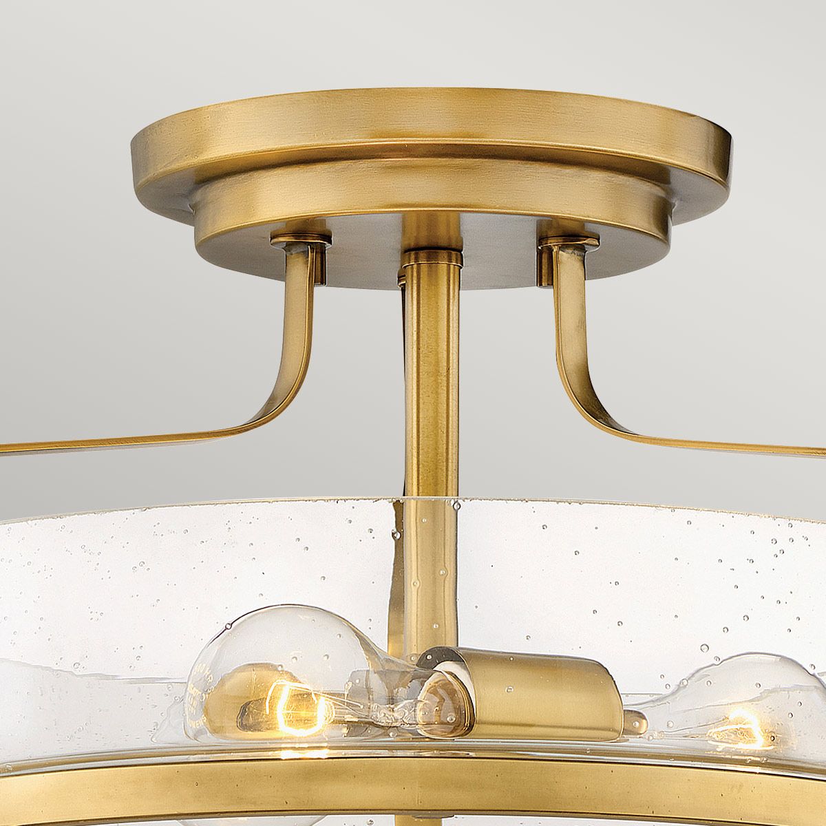 Harper 3 Light Small Semi-Flush Heritage Brass