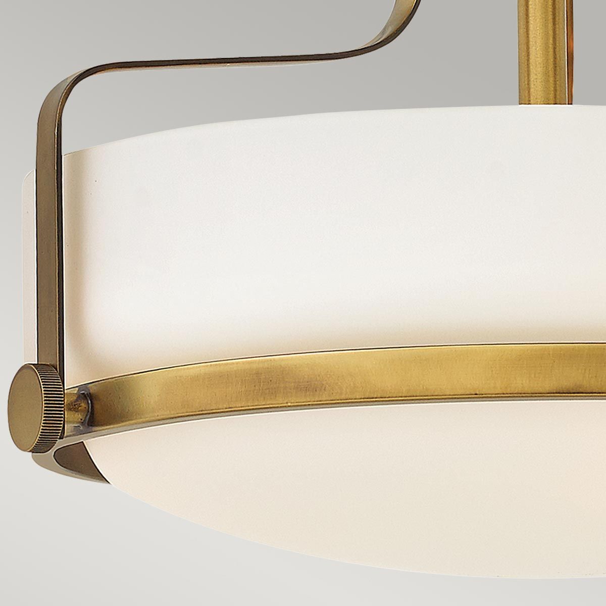 Harper Small Semi-Flush Ceiling Light - Opal Glass & Heritage Brass Finish