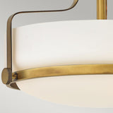 Harper Small Semi-Flush Ceiling Light - Opal Glass & Heritage Brass Finish