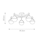 Hollis 5 Light Semi-Flush Black