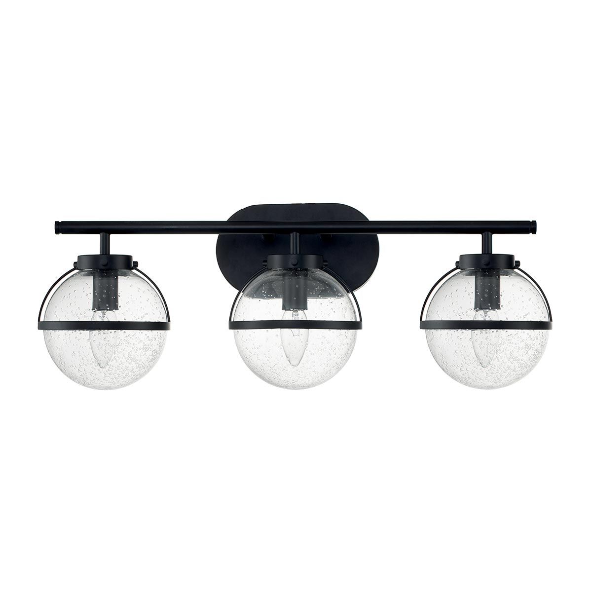 Art Deco Black Steel & Clear Glass 3-Light Wall Sconce