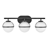 Hollis Art Deco Black Steel Bathroom Wall Light Fixture