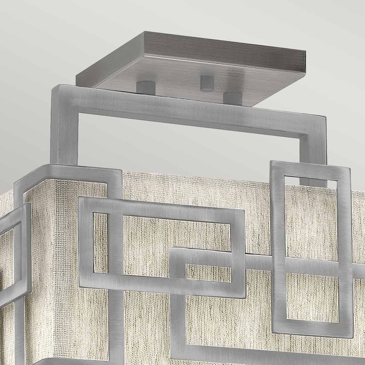 Antique Nickel Geometric Semi-Flush Ceiling Light