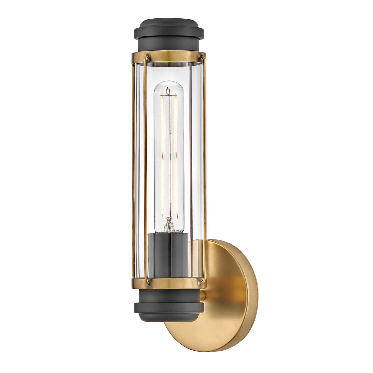 Masthead 1lt Wall Light Heritage Brass & Black
