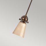 Olde Bronze Mayflower Mini Pendant Light with Etched Amber Glass