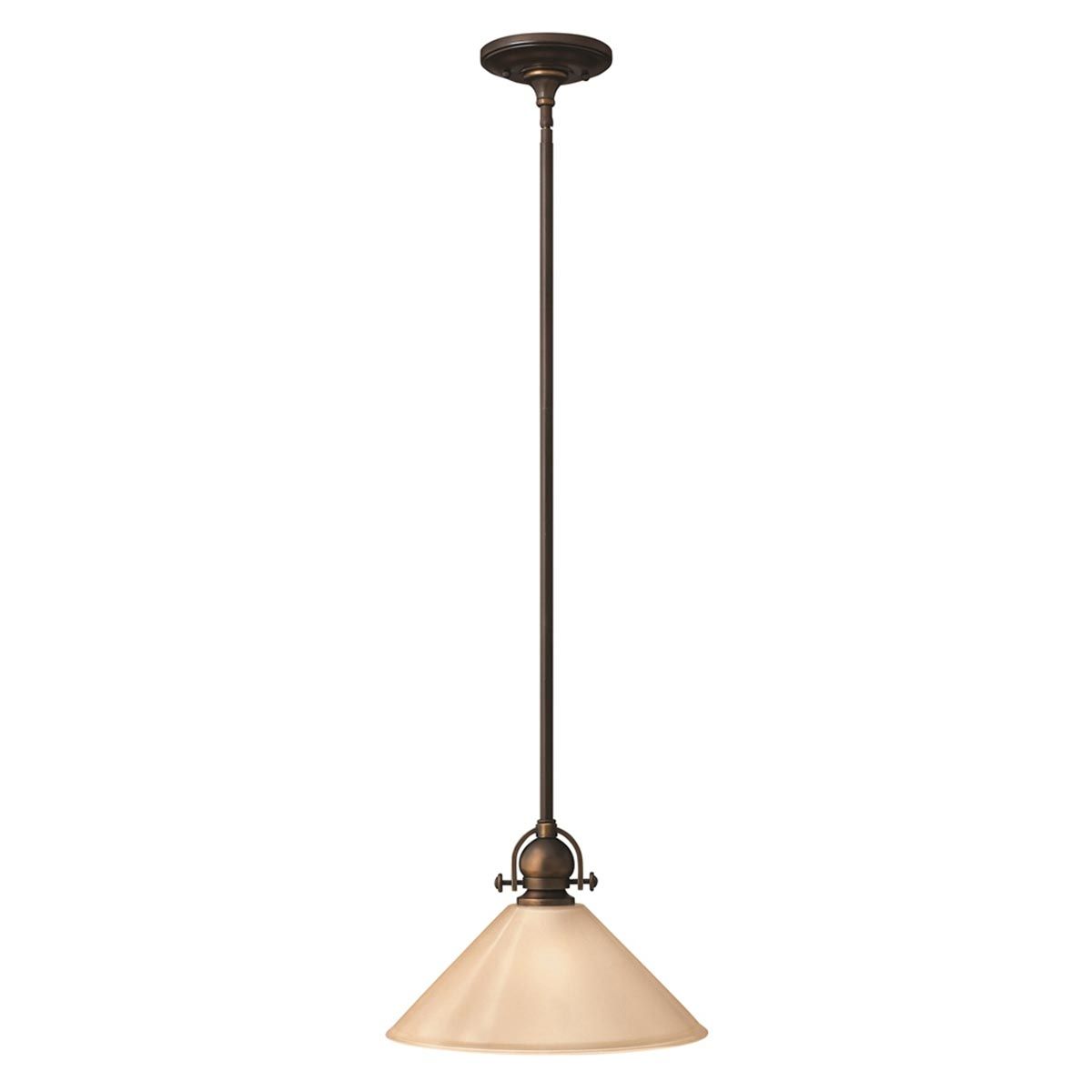 Elegant Bronze Mayflower Pendant Light with Amber Glass