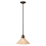 Elegant Bronze Mayflower Pendant Light with Amber Glass