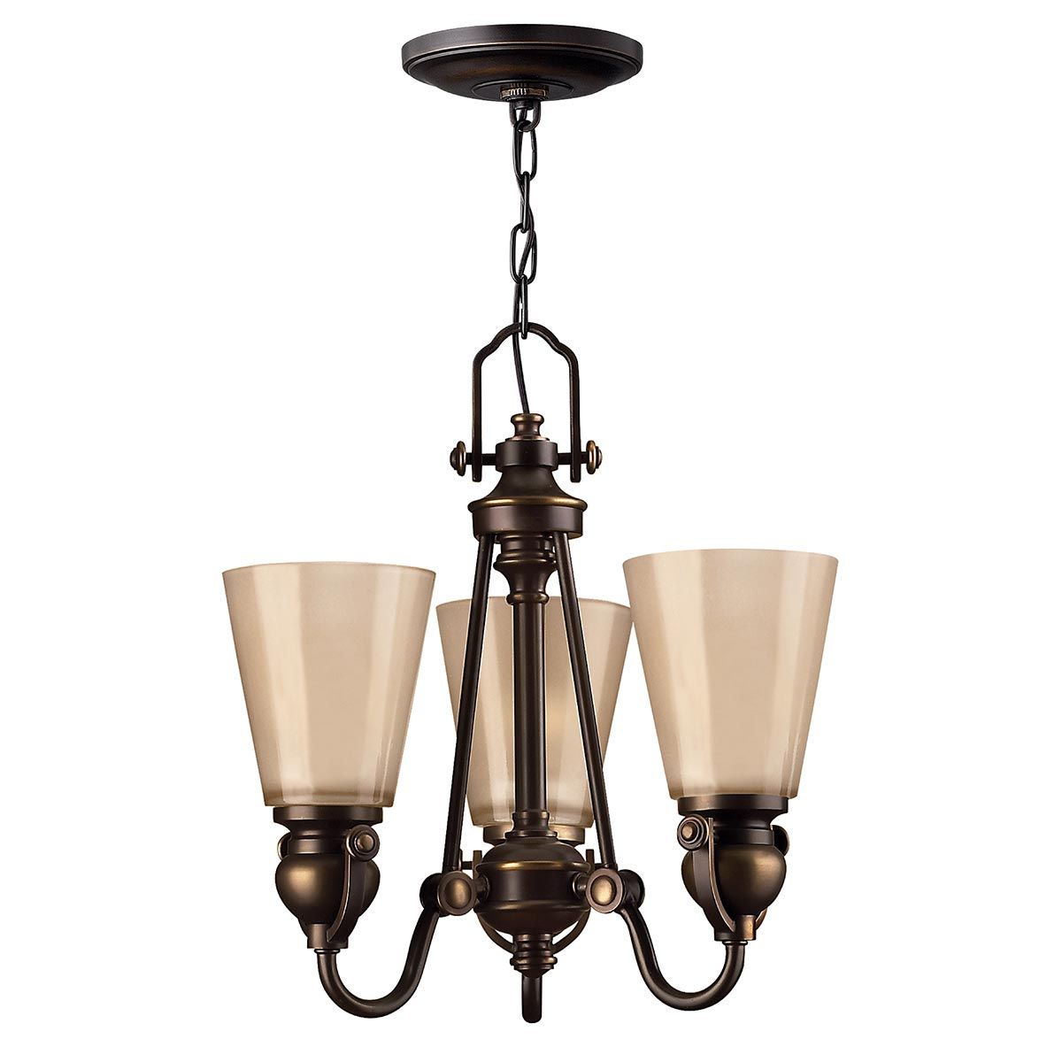 Mayflower Three-Light Traditional Bronze Chandelier