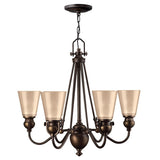 Mayflower 6-Light Classic Bronze Chandelier with Amber Glass