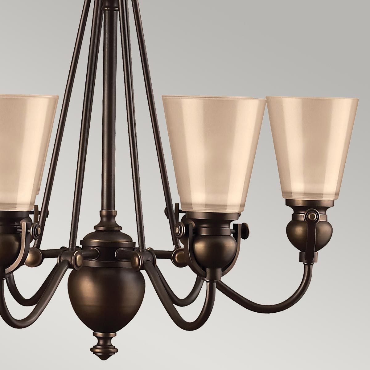 Mayflower 6-Light Classic Bronze Chandelier with Amber Glass