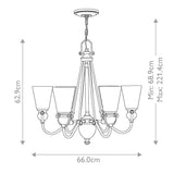 Mayflower 6-Light Classic Bronze Chandelier with Amber Glass