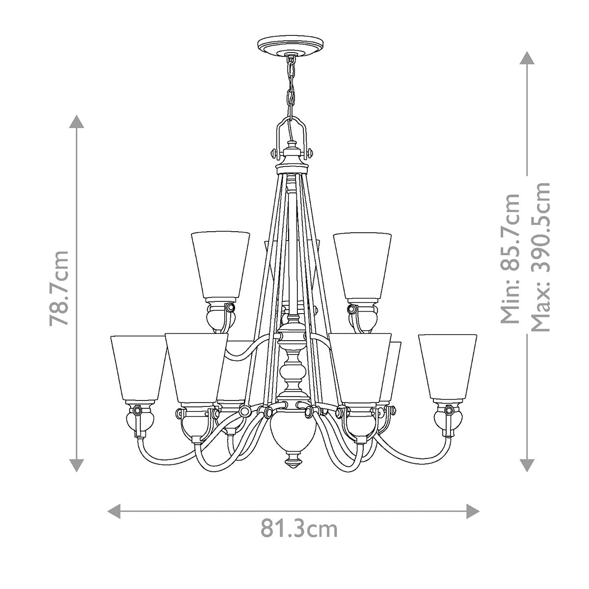 Elegant Bronze Mayflower 9-Light Chandelier with Amber Glass