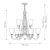 Elegant Bronze Mayflower 9-Light Chandelier with Amber Glass