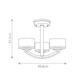 Meridian 3-Light Polished Chrome Semi-Flush Bathroom Fixture
