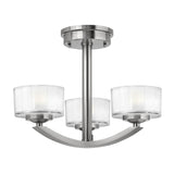 Meridian Brushed Nickel 3-Light Semi-Flush Ceiling Fixture with Faceted Glass