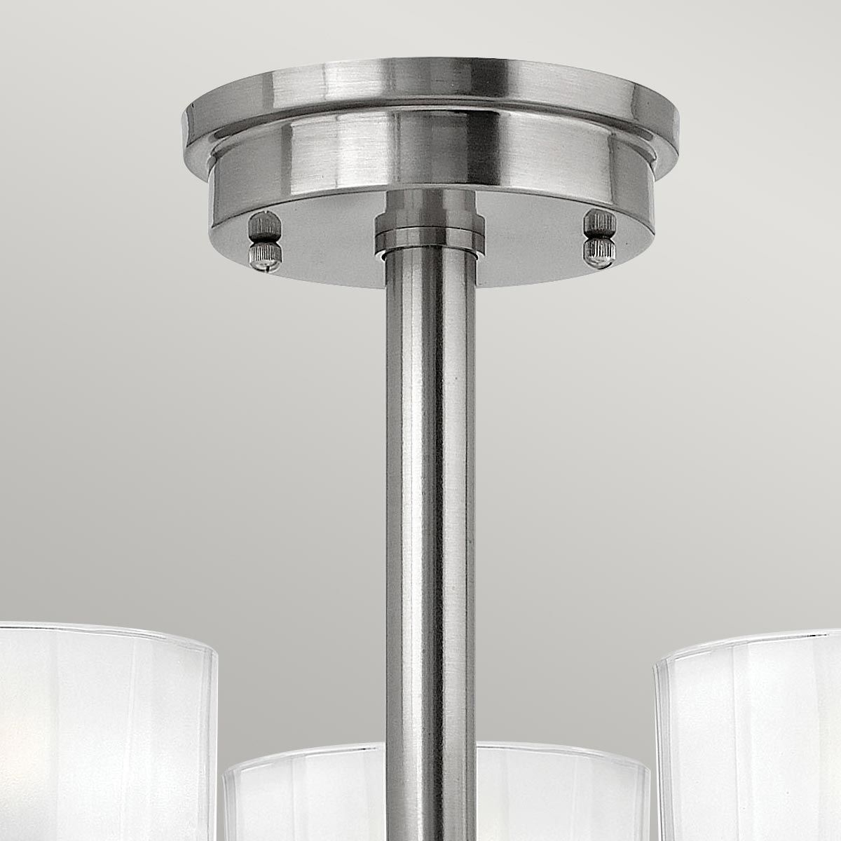 Meridian Brushed Nickel 3-Light Semi-Flush Ceiling Fixture with Faceted Glass