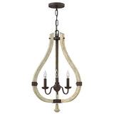Chic Rustic Iron Rust 3-Light Chandelier