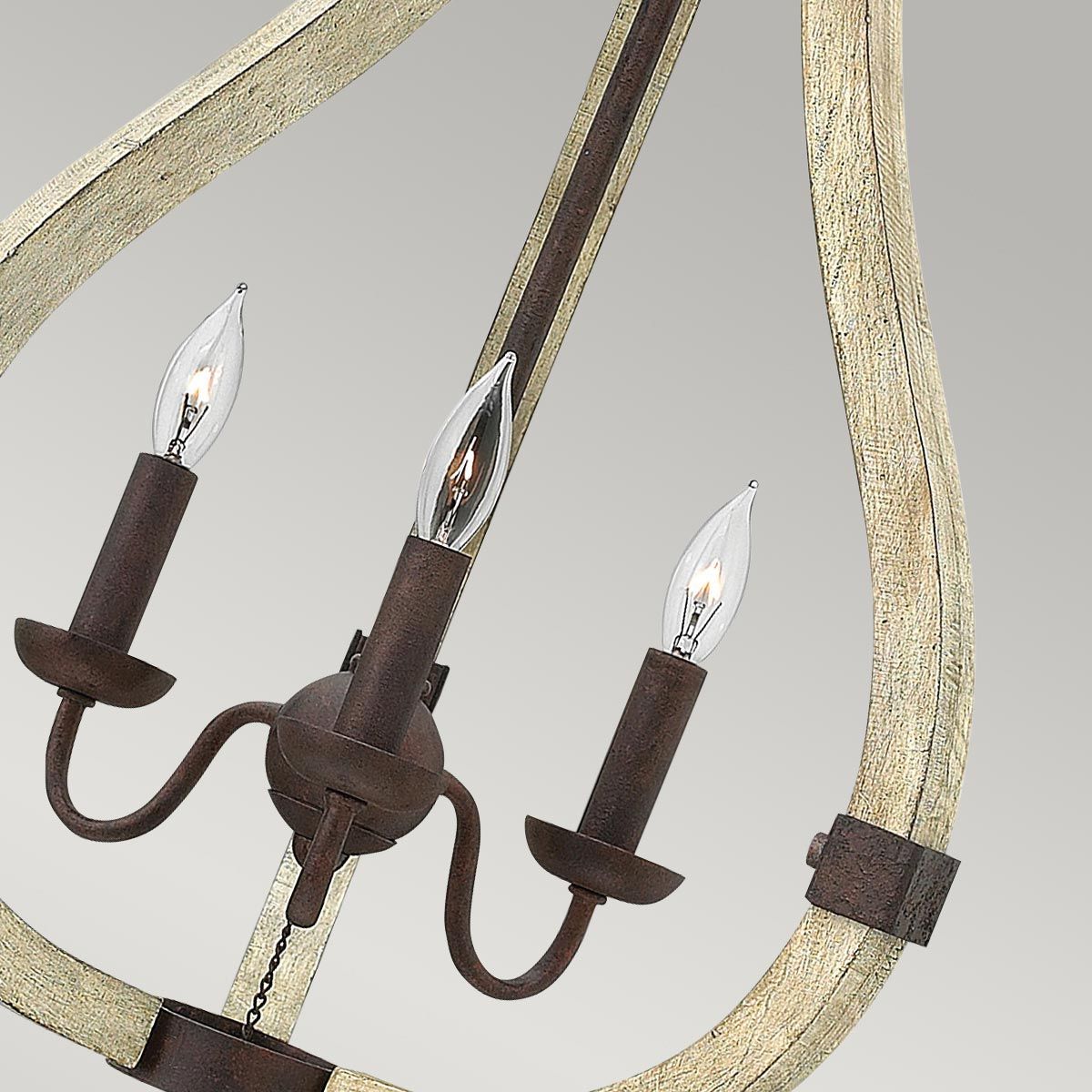 Chic Rustic Iron Rust 3-Light Chandelier